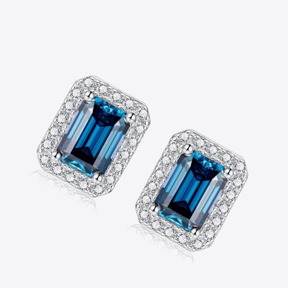 2 Carat Moissanite Stud Earrings in Indigo For Women - Picture 2 of 4